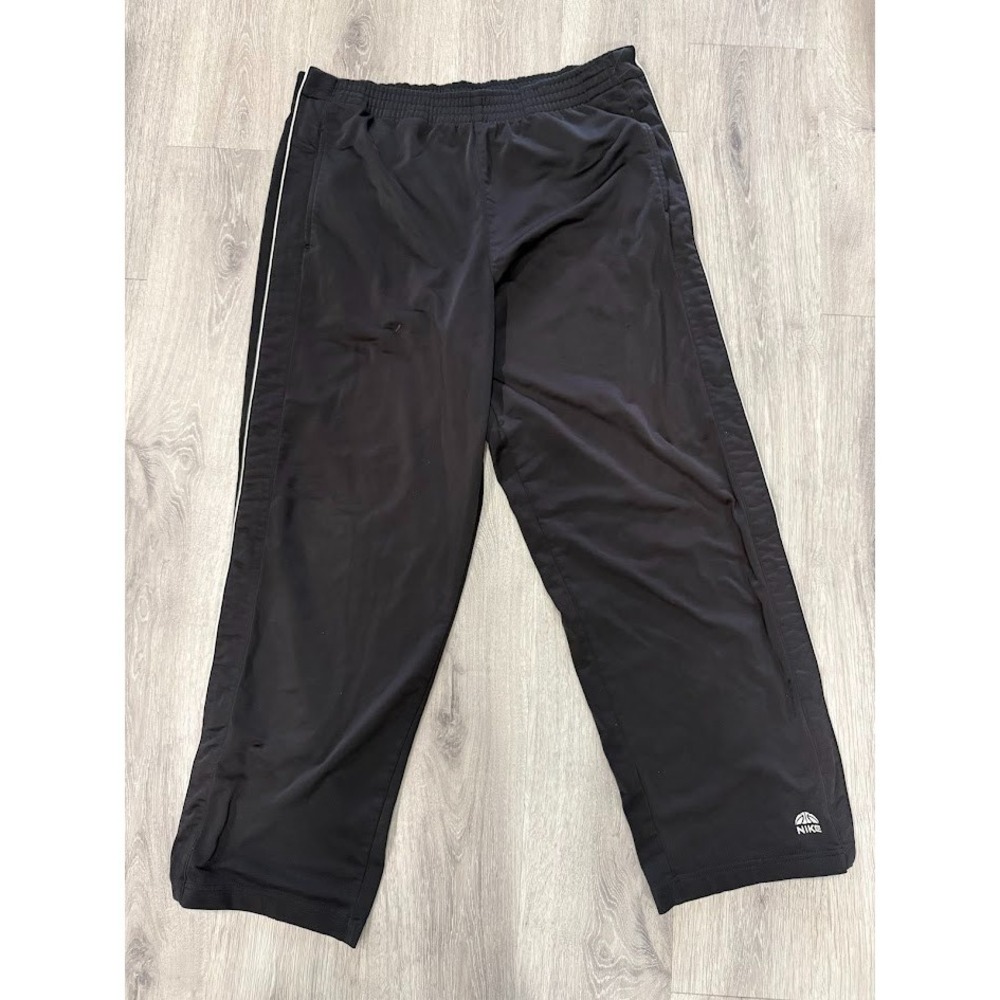 Nike Tear Away Track Pants Vintage 90s Mens L Y2K Black Baggy Wide Basketball